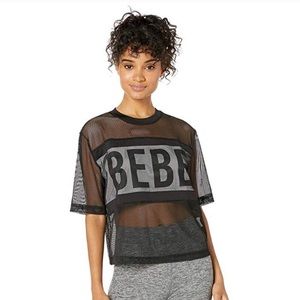 Bebe Sport Short Sleeve Mesh Top. Size Small.